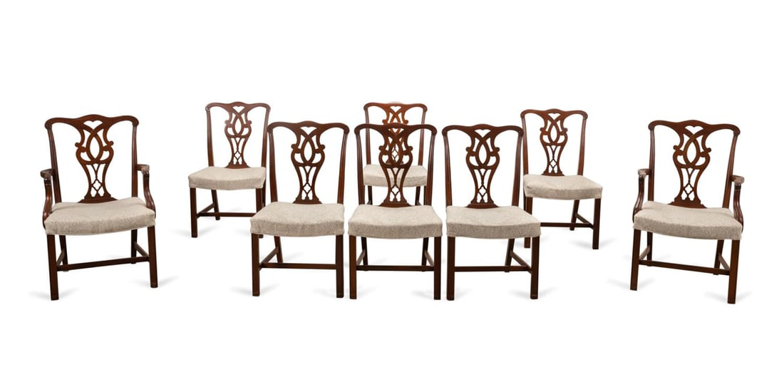 EIGHT CHIPPENDALE STYLE MAHOGANY