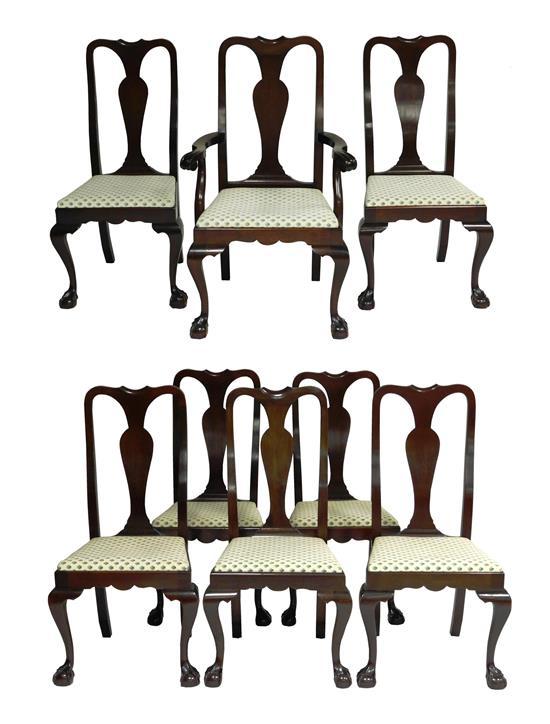 EIGHT CHIPPENDALE STYLE MAHOGANY