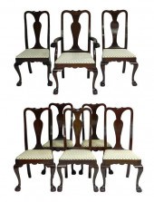 EIGHT CHIPPENDALE STYLE MAHOGA