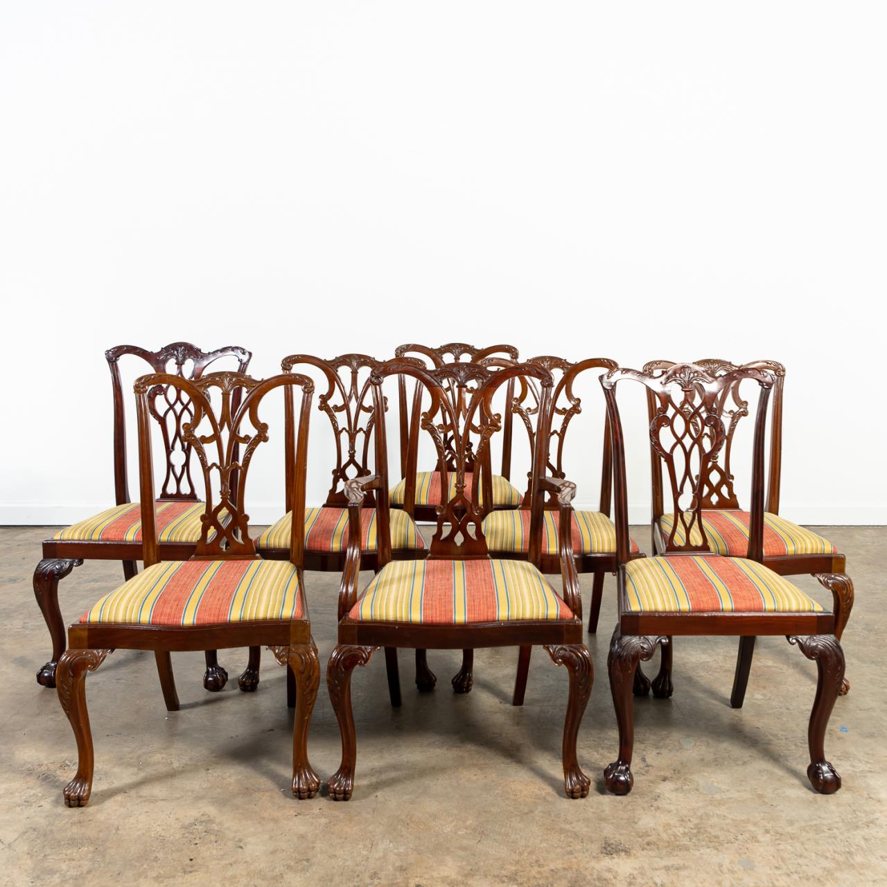 EIGHT CHIPPENDALE-STYLE MAHOGANY