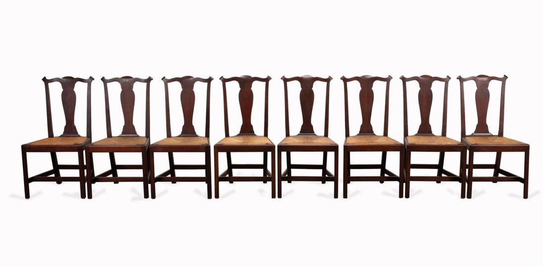 EIGHT CHIPPENDALE STYLE MAHOGANY
