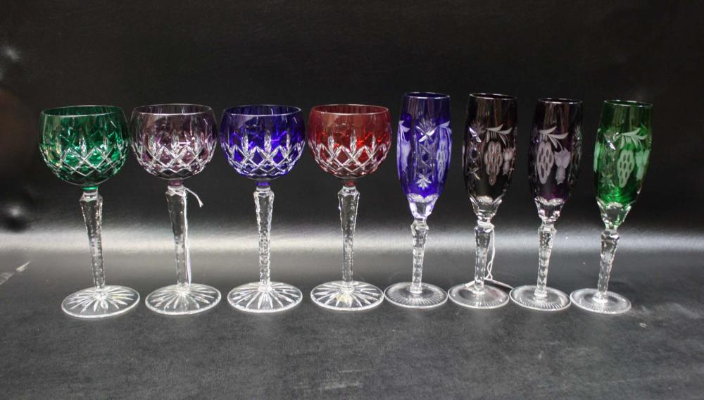 EIGHT CHRYSTAL STEMWARE PIECES,
