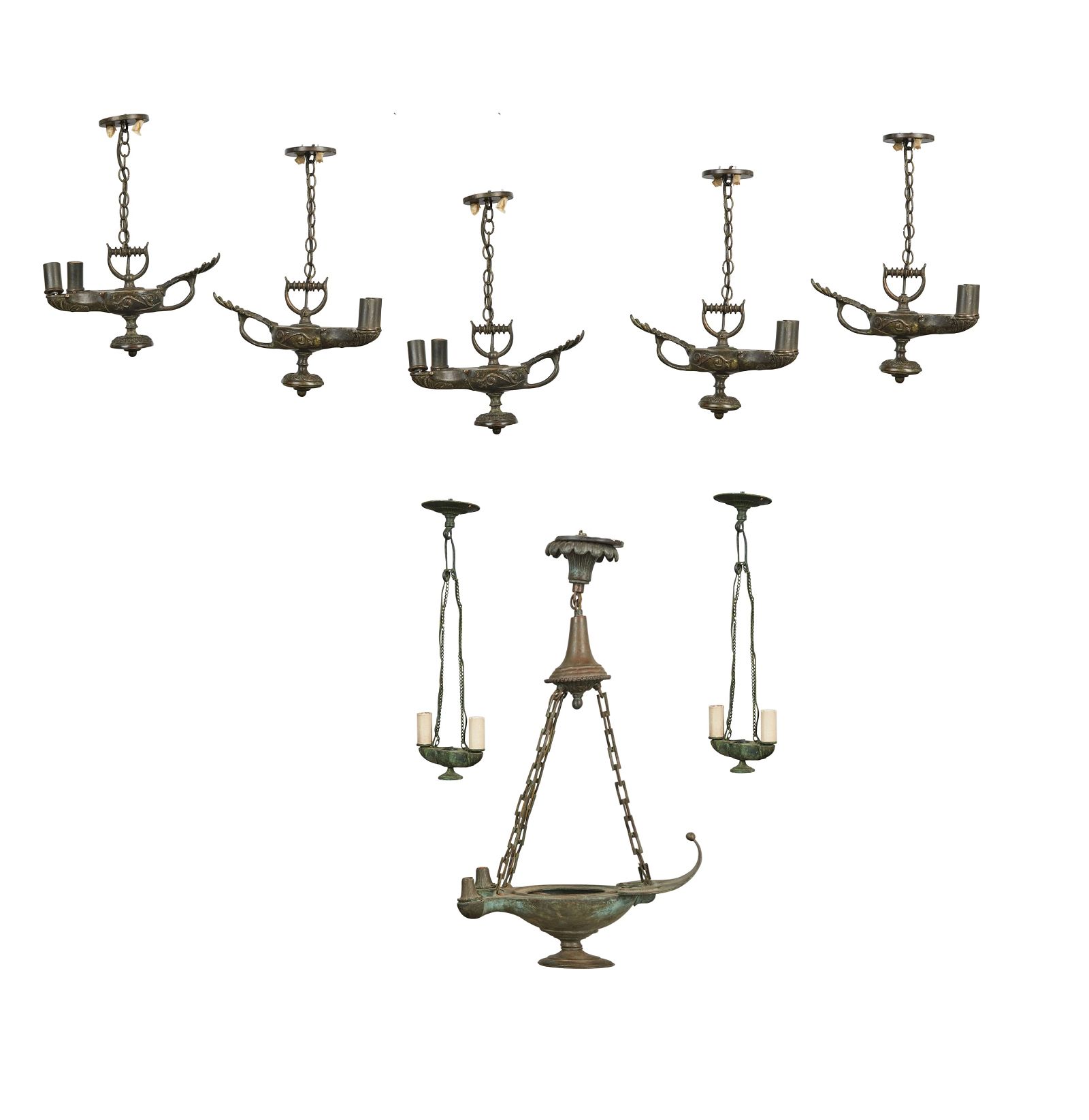 EIGHT CLASSICAL STYLE METAL OIL