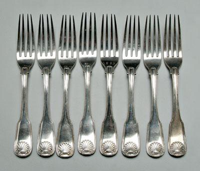 Eight coin silver forks: fiddle and