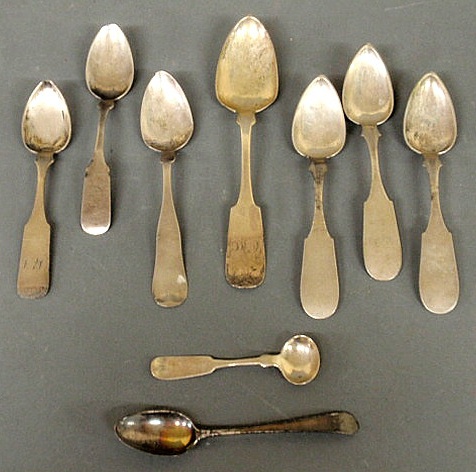 Eight coin silver spoons-