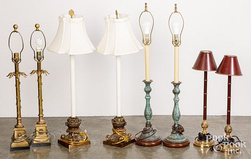 EIGHT CONTEMPORARY TABLE LAMPSEight