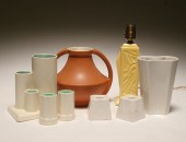 Eight Deco art pottery vessels