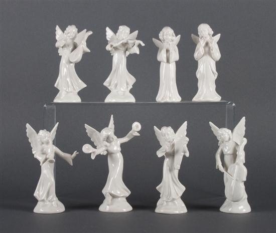 Eight Dresden white porcelain