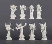Eight Dresden white porcelain
