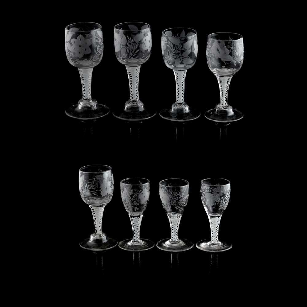 EIGHT DUTCH OPAQUE-TWIST STEM