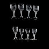 EIGHT DUTCH OPAQUE-TWIST STEM