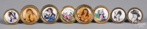 EIGHT ENAMEL AND BRASS CURTAIN