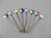 EIGHT ENAMELLED STERLING COCKT