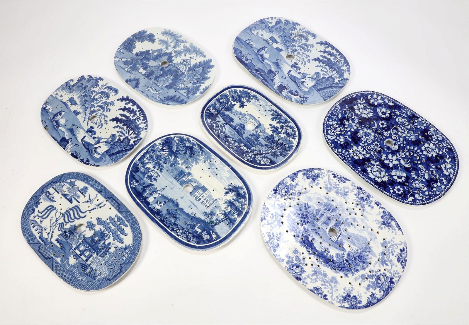EIGHT ENGLISH BLUE AND WHITE