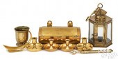 EIGHT ENGLISH BRASS HOUSEWARES