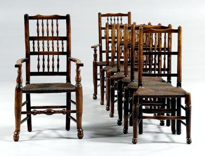 Eight English dining chairs: