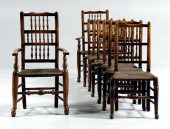 Eight English dining chairs: a