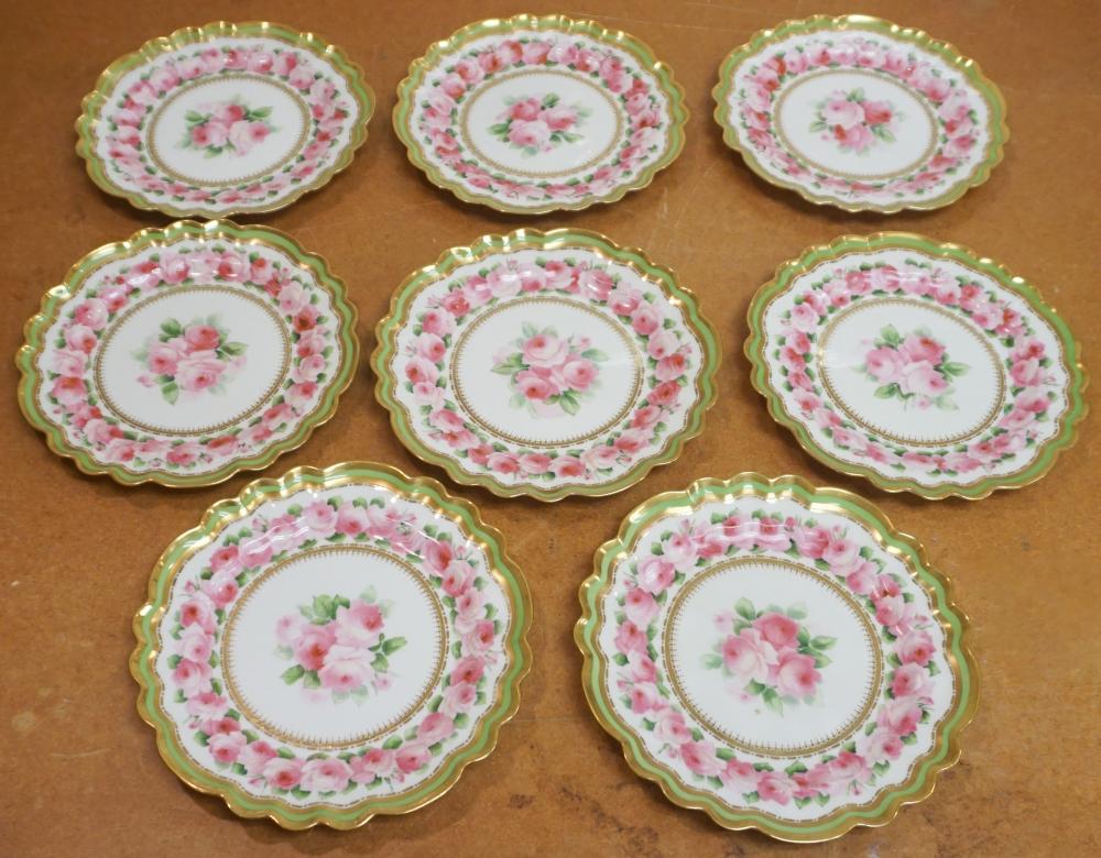 EIGHT ENGLISH FLORAL AND GILT