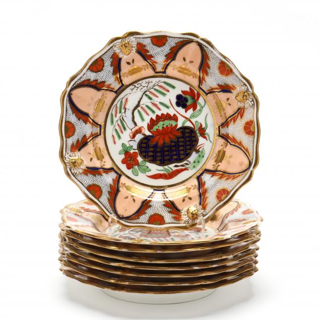 EIGHT ENGLISH IMARI DESSERT