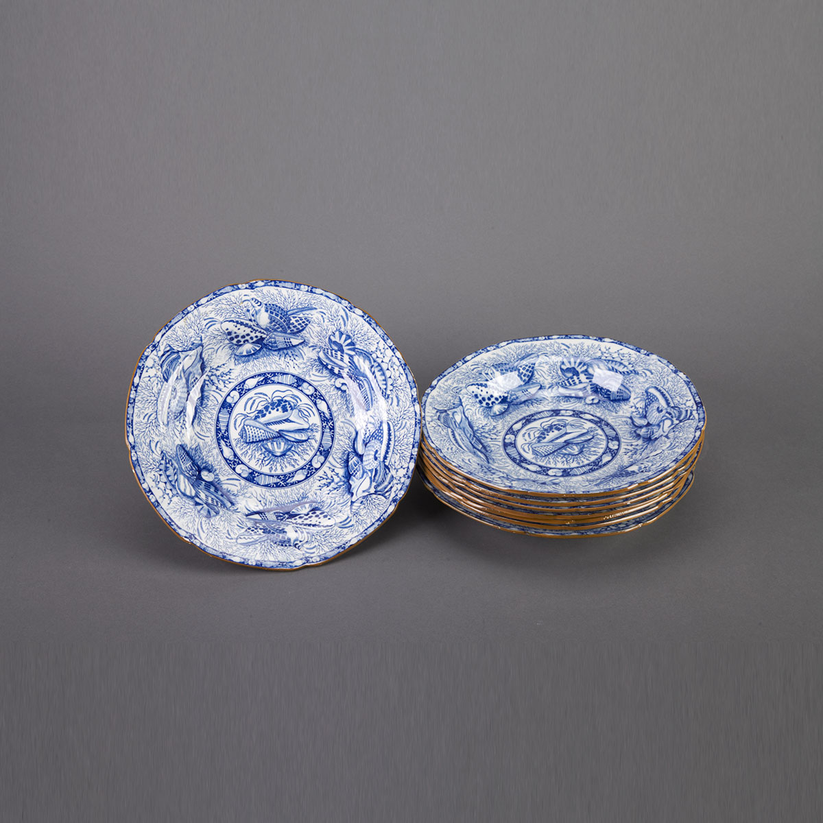Eight English Pearlware Soup Plates