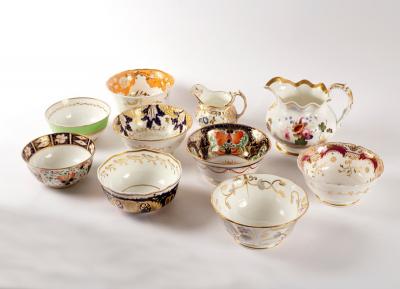 Eight English porcelain slop