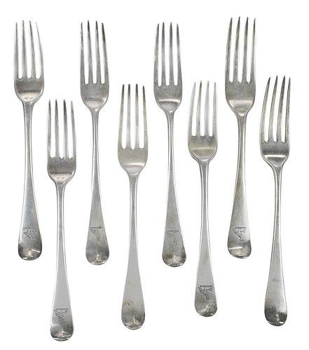 EIGHT ENGLISH SILVER FORKSLondon,
