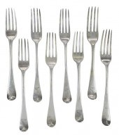 EIGHT ENGLISH SILVER FORKSLond