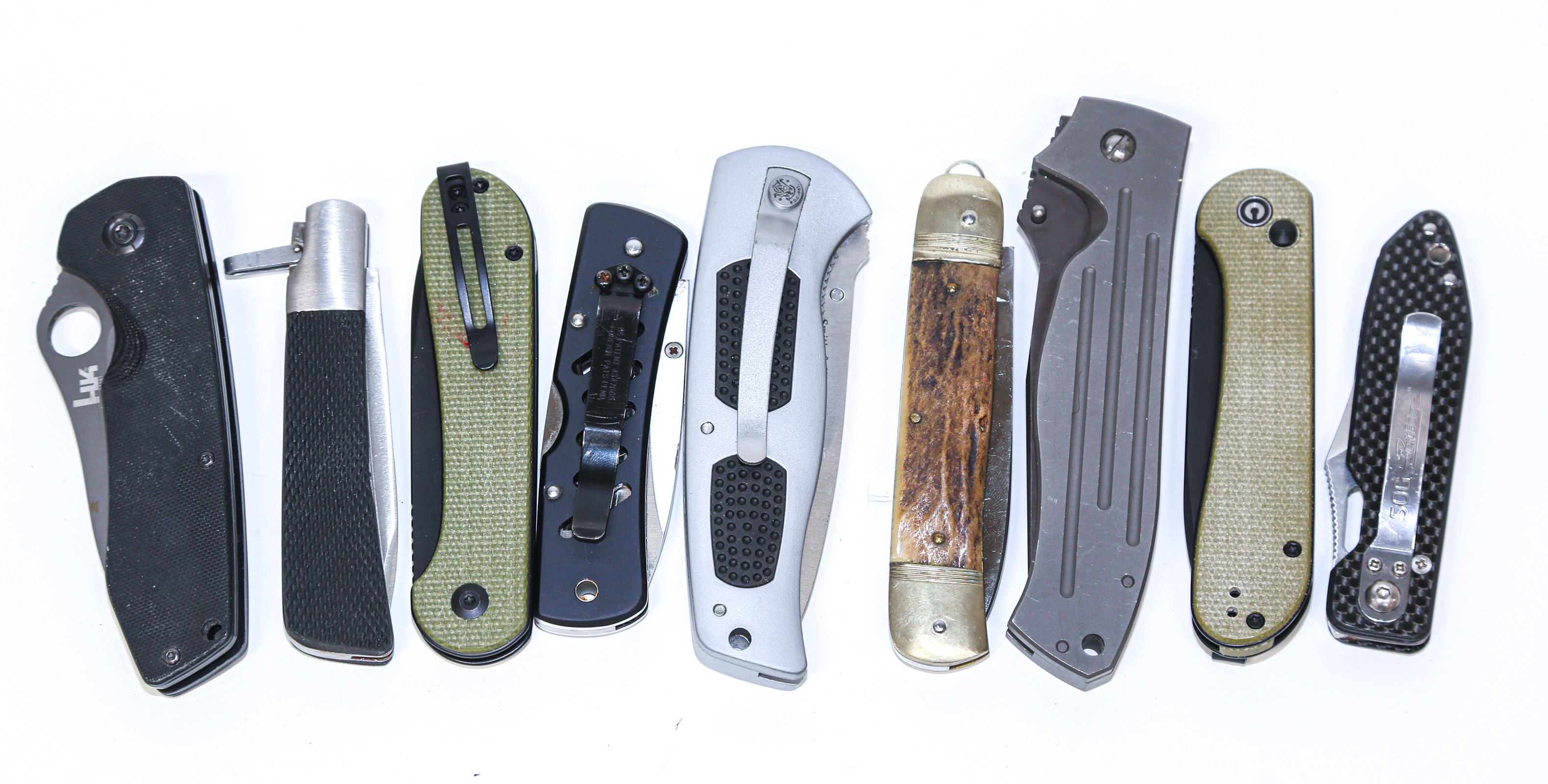 EIGHT FOLDING KNIVES Including an