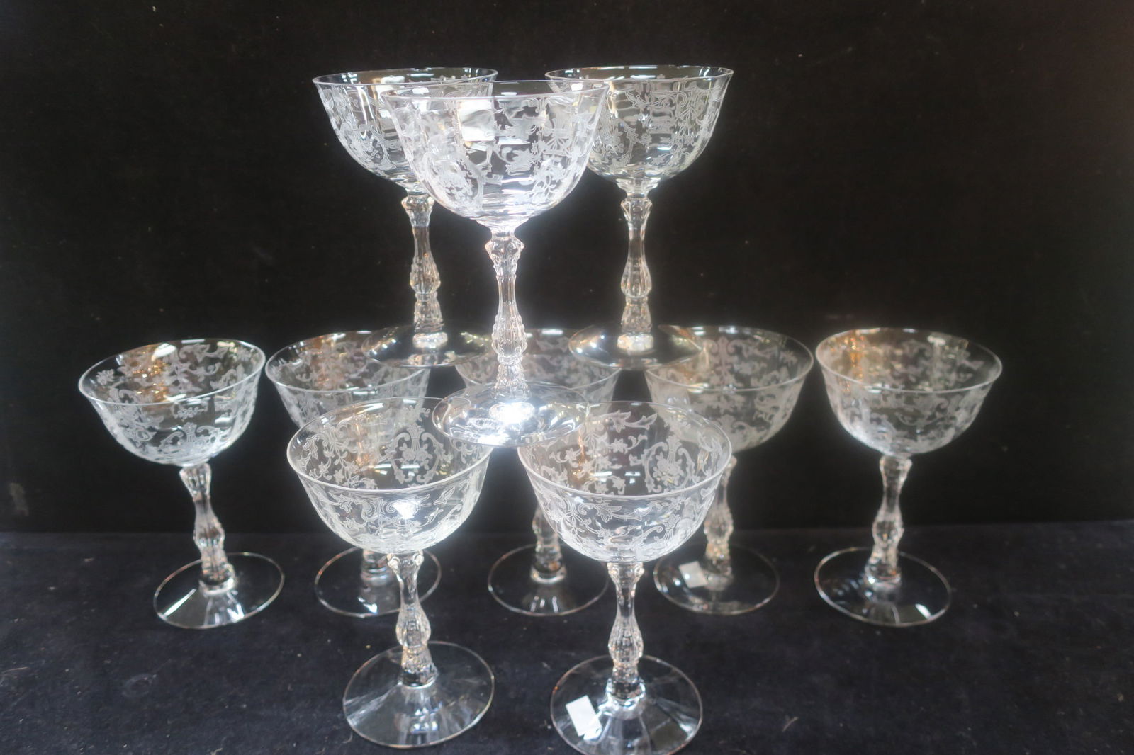EIGHT FOSTORIA NAVARRE ETCHED