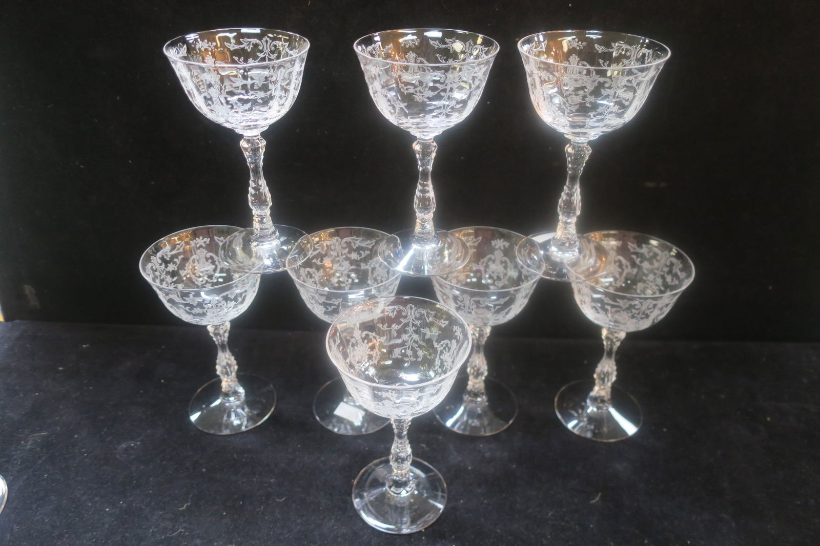 EIGHT FOSTORIA NAVARRE ETCHED