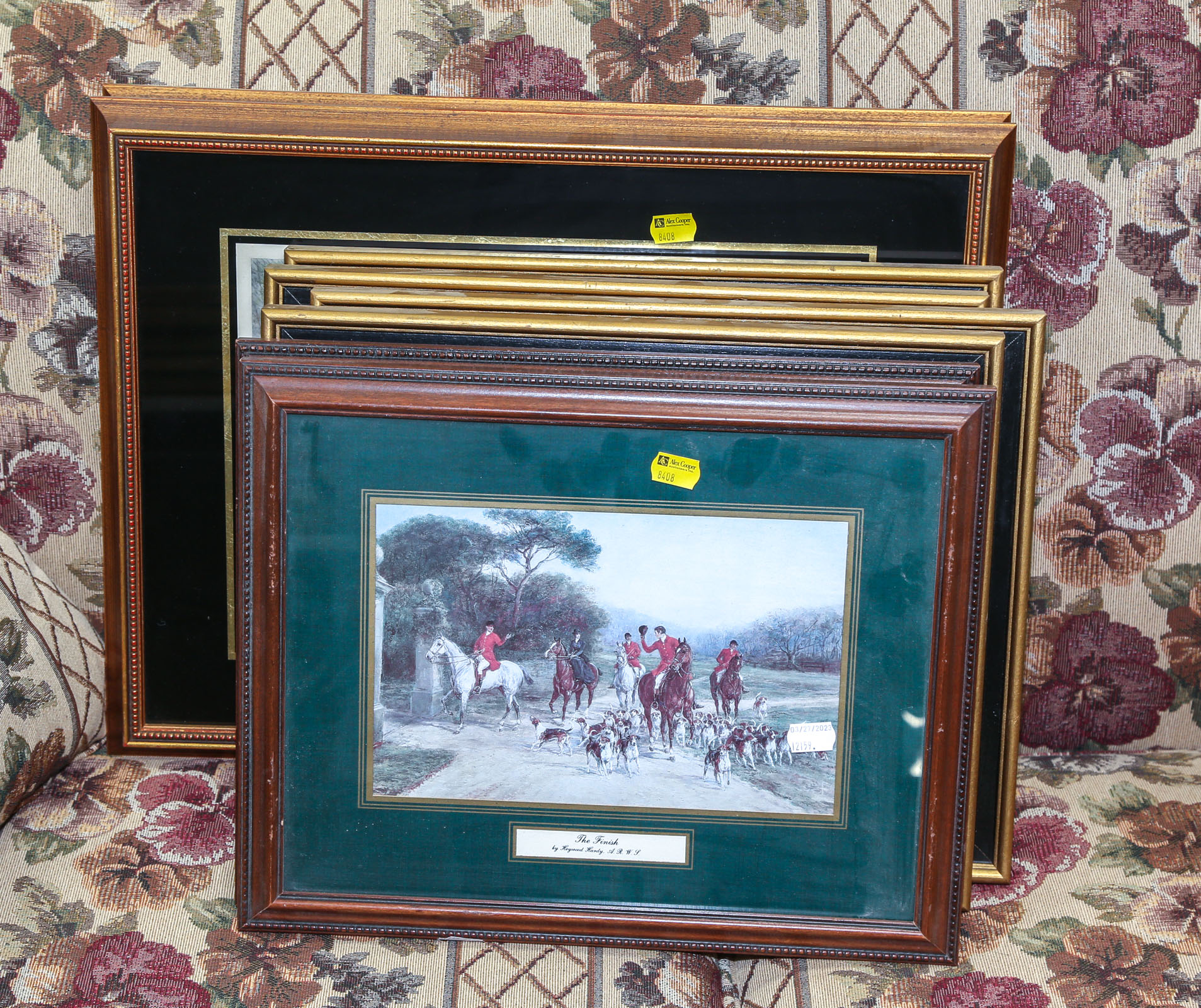 EIGHT FRAMED FOX HUNTING PRINTS