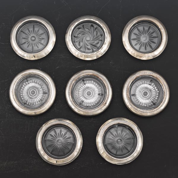 EIGHT FRANK WHITING COASTERS 1" x 3