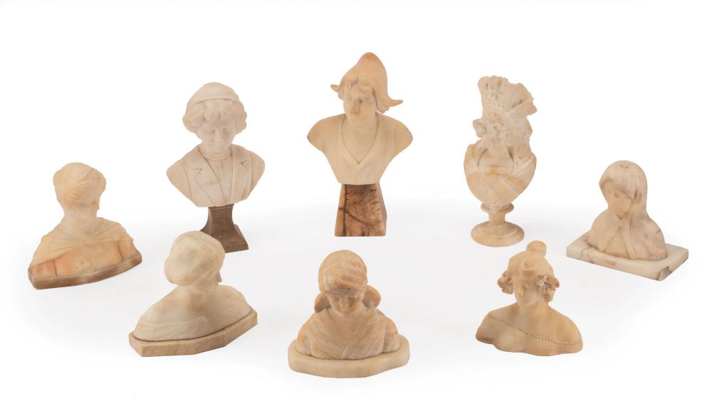 EIGHT FRENCH ALABASTER BUSTSEight