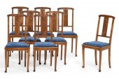EIGHT FRENCH ART NOUVEAU WALNU