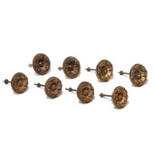 EIGHT GILT BRASS ROSETTE CURTA