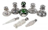 EIGHT GLASS AND SILVER PERFUME
