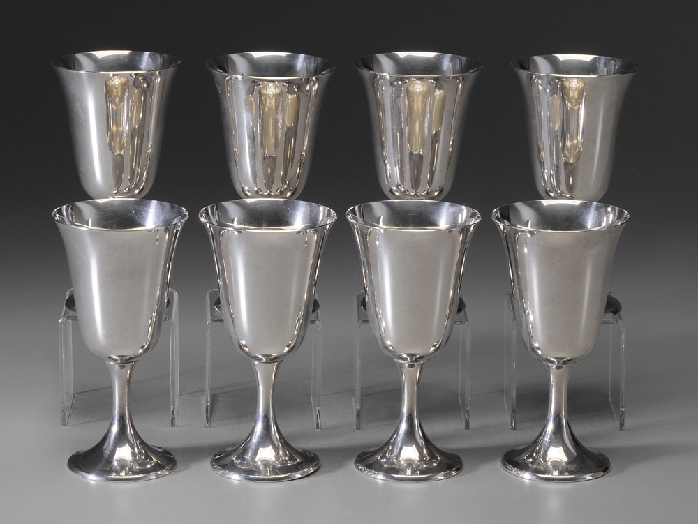 Eight Gorham Sterling Goblets
