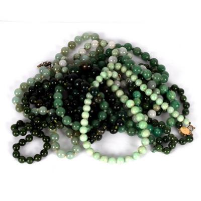 Eight hardstone bead necklaces,