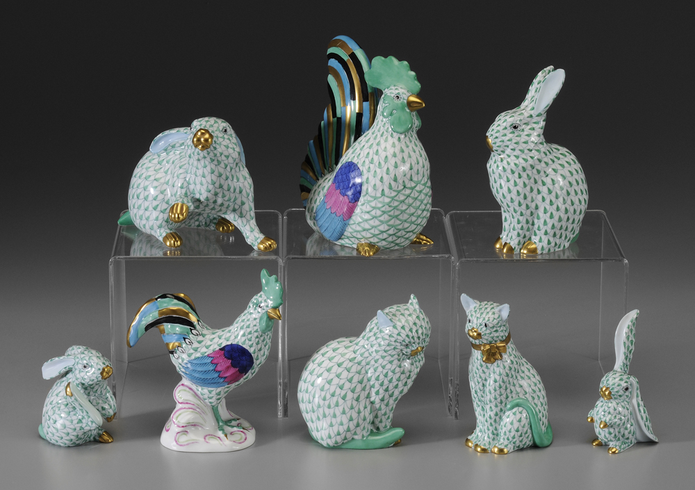 Eight Herend Animal Figurines