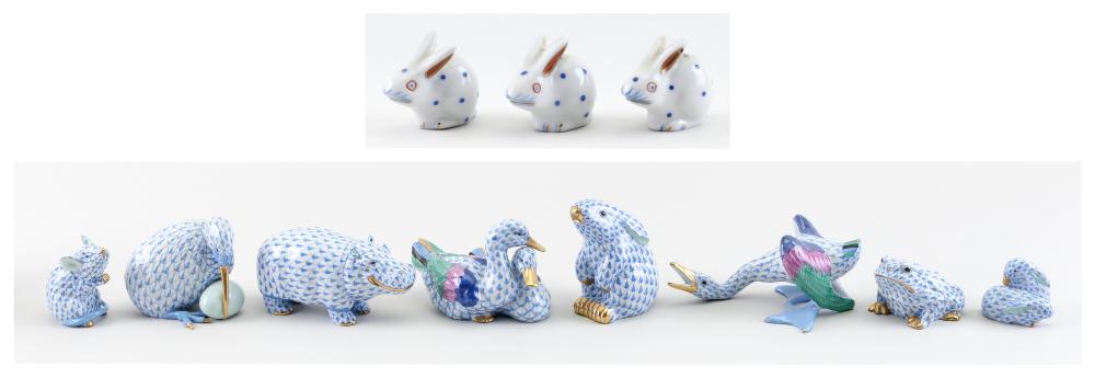 EIGHT HEREND BLUE FISHNET PORCELAIN
