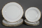 EIGHT HEREND GILT RIM UNDECORA