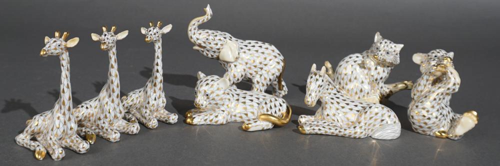 EIGHT HEREND PORCELAIN ANIMAL
