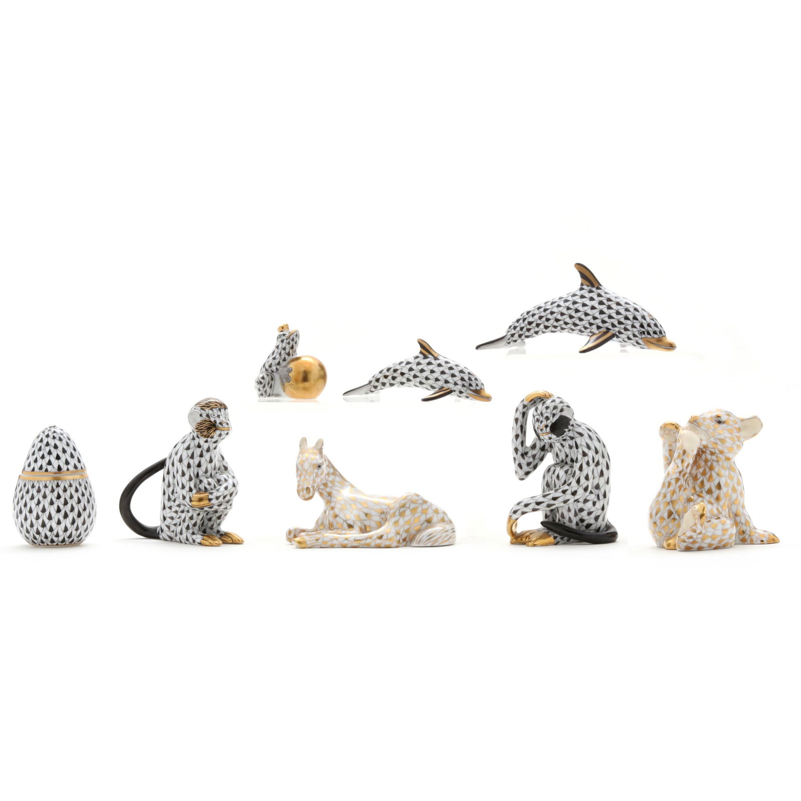 EIGHT HEREND PORCELAIN ANIMAL