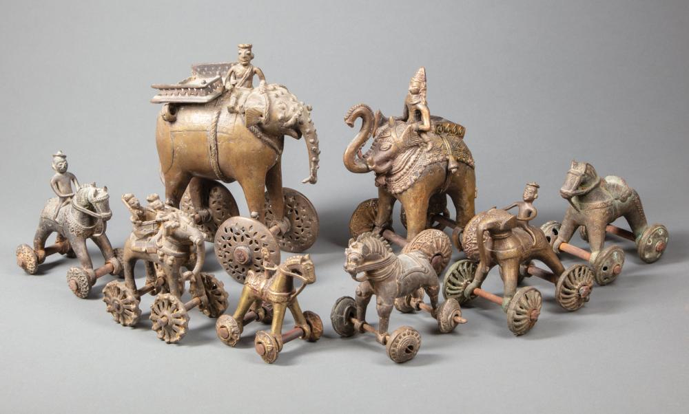 EIGHT INDIAN BRASS HINDU TEMPLE
