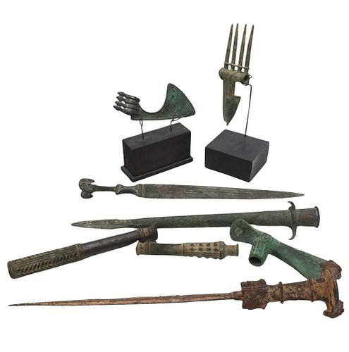 EIGHT IRANIAN BRONZE AND IRON