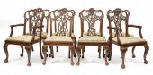 EIGHT IRISH CARVED MAHOGANY DI