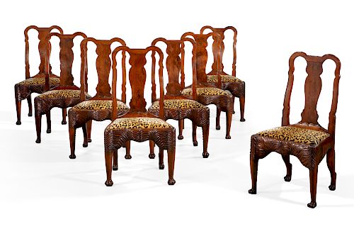 EIGHT IRISH GEORGE II YEW WOOD SIDE