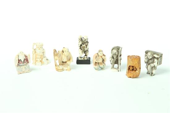 EIGHT IVORY NETSUKES.  Japan  1st