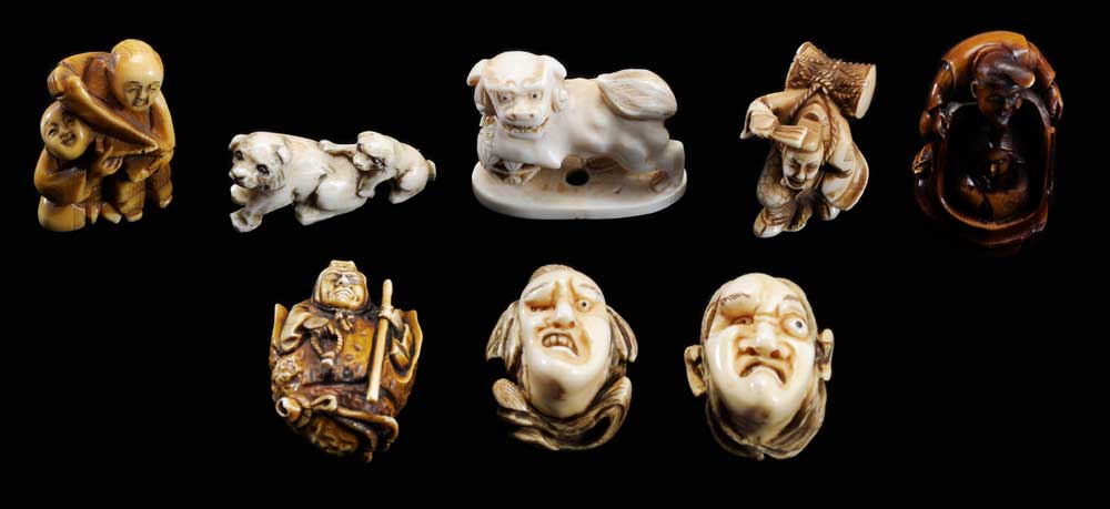 Eight Ivory Netsukes Japanese,