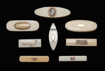 Eight ivory toothpick cases: all